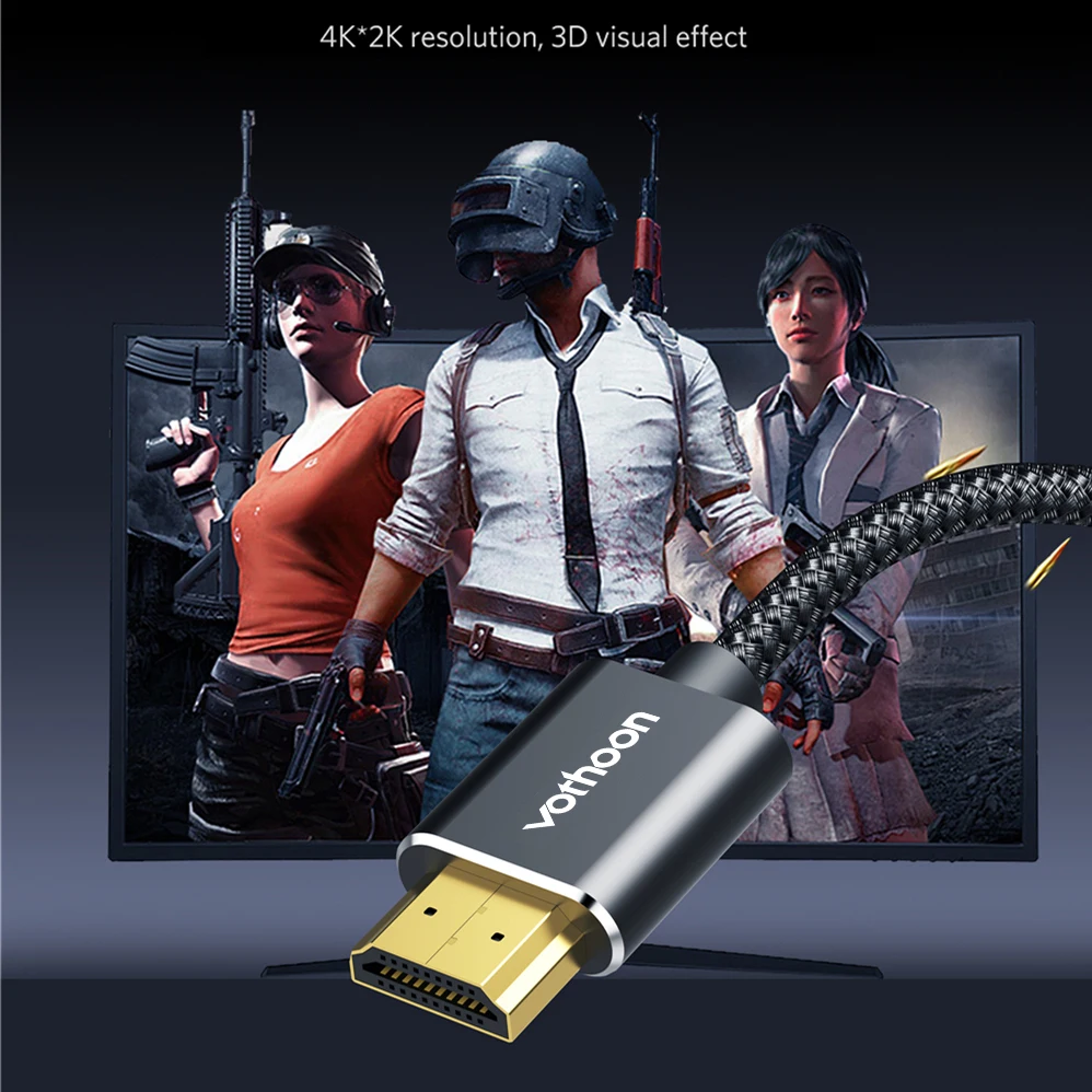 Vothoon 4K HDMI Cable HDMI to HDMI 2.0 HDR 4K 60Hz Cable for TV LCD Laptop Projector Computer PS4 TV 1m 2m 3m HDMI Cable