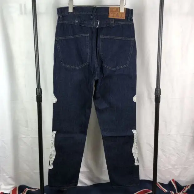 Kapital Bone Embroidery Printed Straight Jeans Men Women 1:1High Quality Fashion Trousers Hip-Hop High Street Kapital Denim Pant