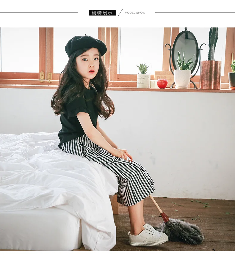 Новинка 2021 летние детские свободные брюки подходящие ко всему для девочек