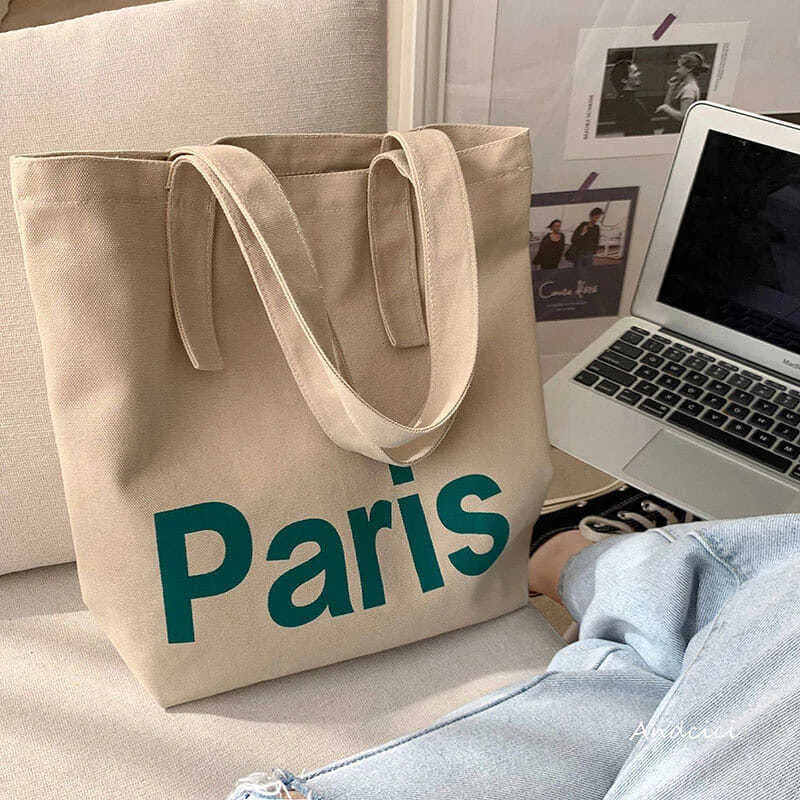 

Women's Canvas Shopper Bag Portable Lunch Bag Print Female Cotton Cloth Shoulder Bag Eco Handbag Tote Reusable Shoppers