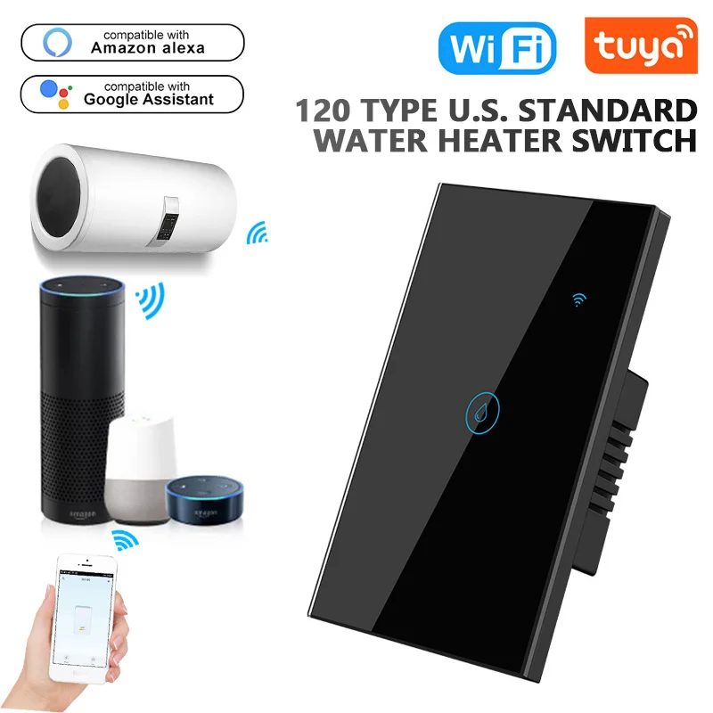 

Tuya 2000W WiFi Smart Water Heater Switch Smart Life APP Remote Control Amazon Alexa Echo Google Home Voice Control Glass Panel