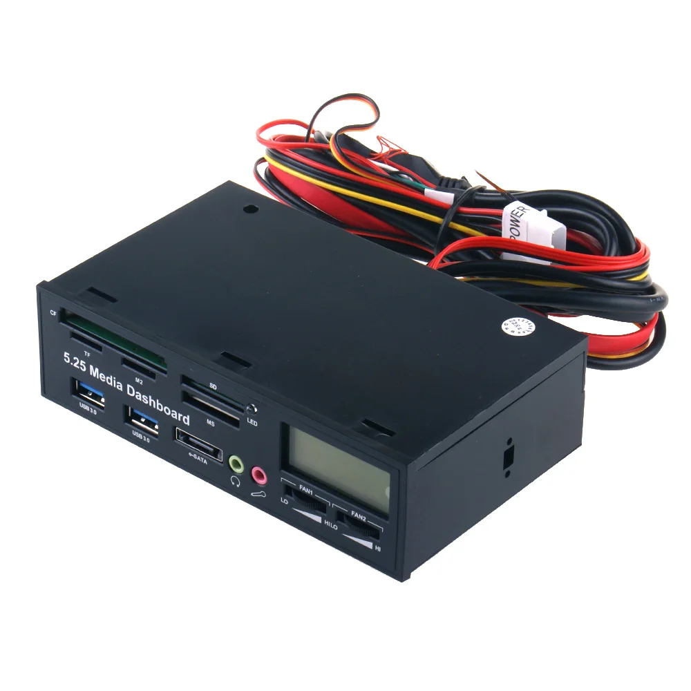 

Multifuntion 5.25" Media Dashboard Card Reader USB 2.0 USB 3.0 e-SATA Front Panel For SD/MMC/SDHC/CF/CFII/HS CF/MDMemory Cards