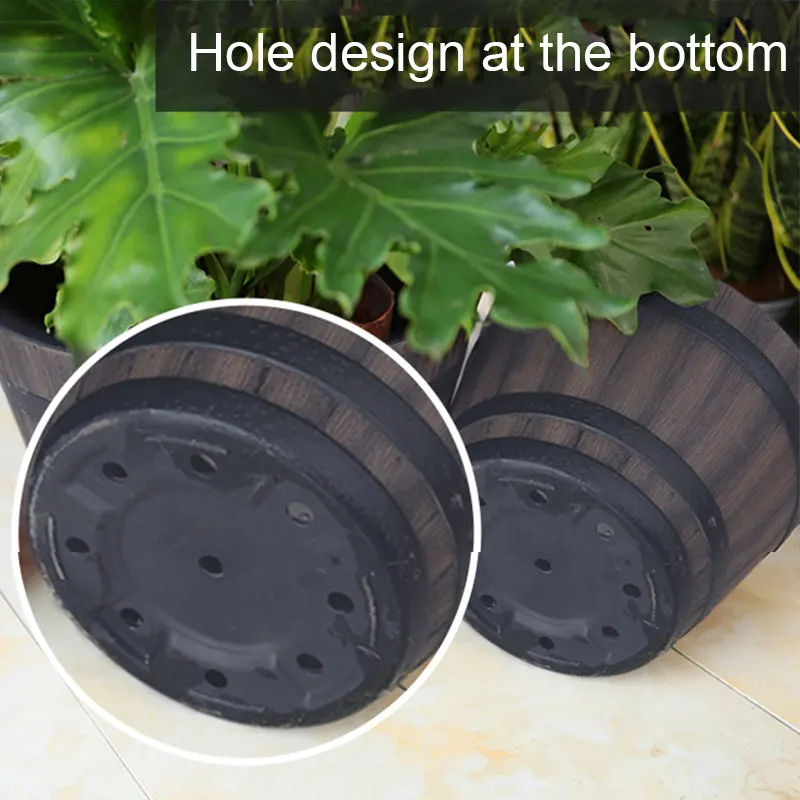 High Quality Resin Whiskey Barrel Flower Pot Round Planter Indoor Outdoor Garden Yard Patio MD88 | Красота и здоровье