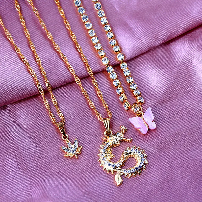 JJFOUCS Трендовое новое ожерелье с подвеской в виде кленового листа дракона Женский