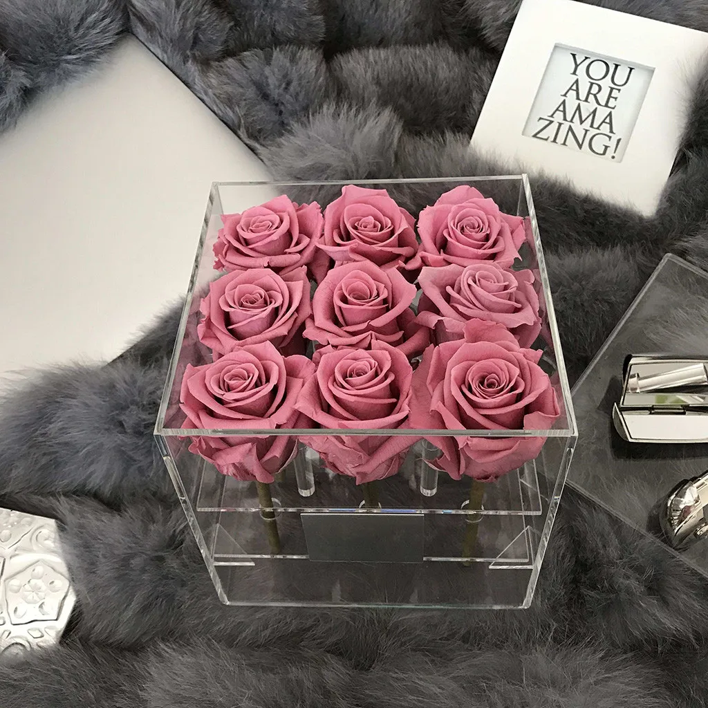 Extra Large Clear Acrylic Rose Flower Box with Cover Romantic Flowers Fresh-Keep | Дом и сад