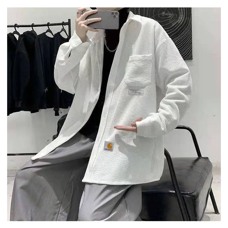 

2021 New Men's And Women's Loose Shirt Cotton Single-Breasted Lapel Shirt Spring And Autumn Fashion Casual Long Sleeves