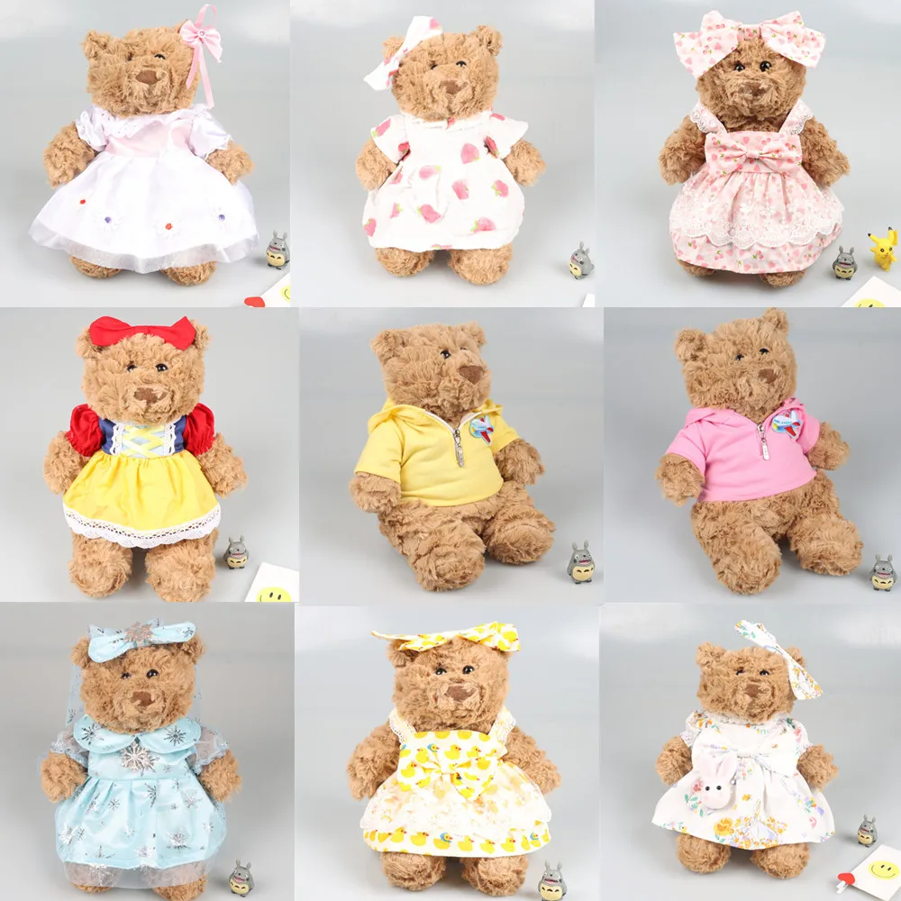 

Cute Teddybear Can Change Clothes Sutffed Plush Doll Jelly Barthoalaomewed Cats Hoodie Wedding Dress Soft Toy for Children Gift