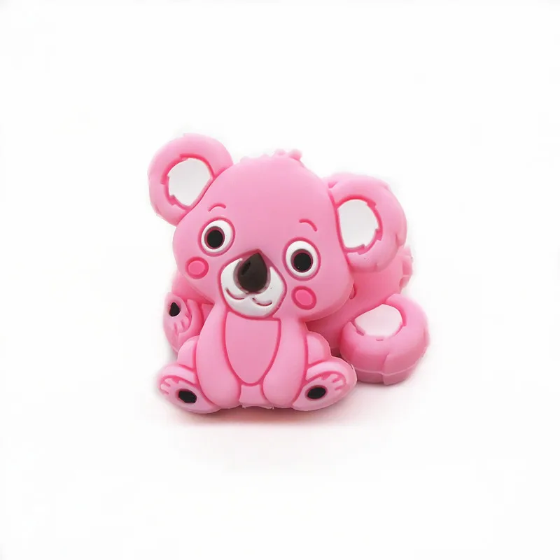 Pink Chengkai 10 шт силиконовый Прорезыватель для зубов в форме единорога бусины DIY животное детский Прорезыватель для зубов Монтессори мультфильм ювелирные изделия игрушка изготовление Пингвин бусины - Цвет: Pink