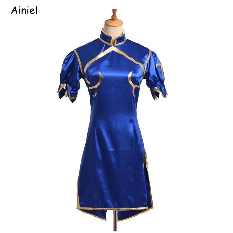 Игры Chun Li, костюм для косплея Sutorito Faita, синее сексуальное платье чонсам, пояс, головной убор, праздничная одежда на Хэллоуин, платье для женщин и девочек
