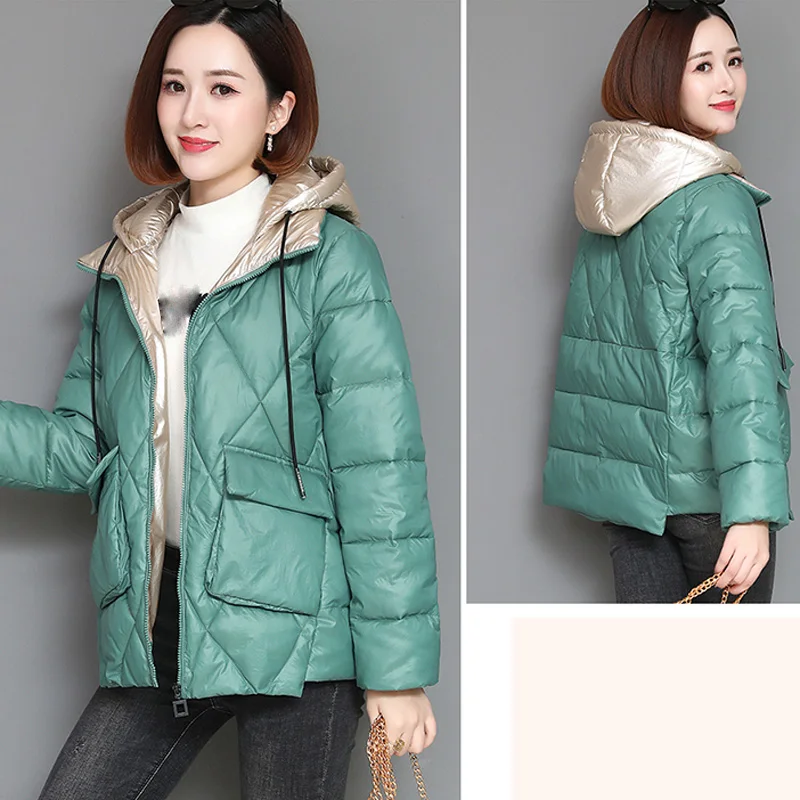

Autumn And Winter Women jacket Solid color Thicken Warm Parkas female Casual Hooded Cotton Coats M-4XL women
