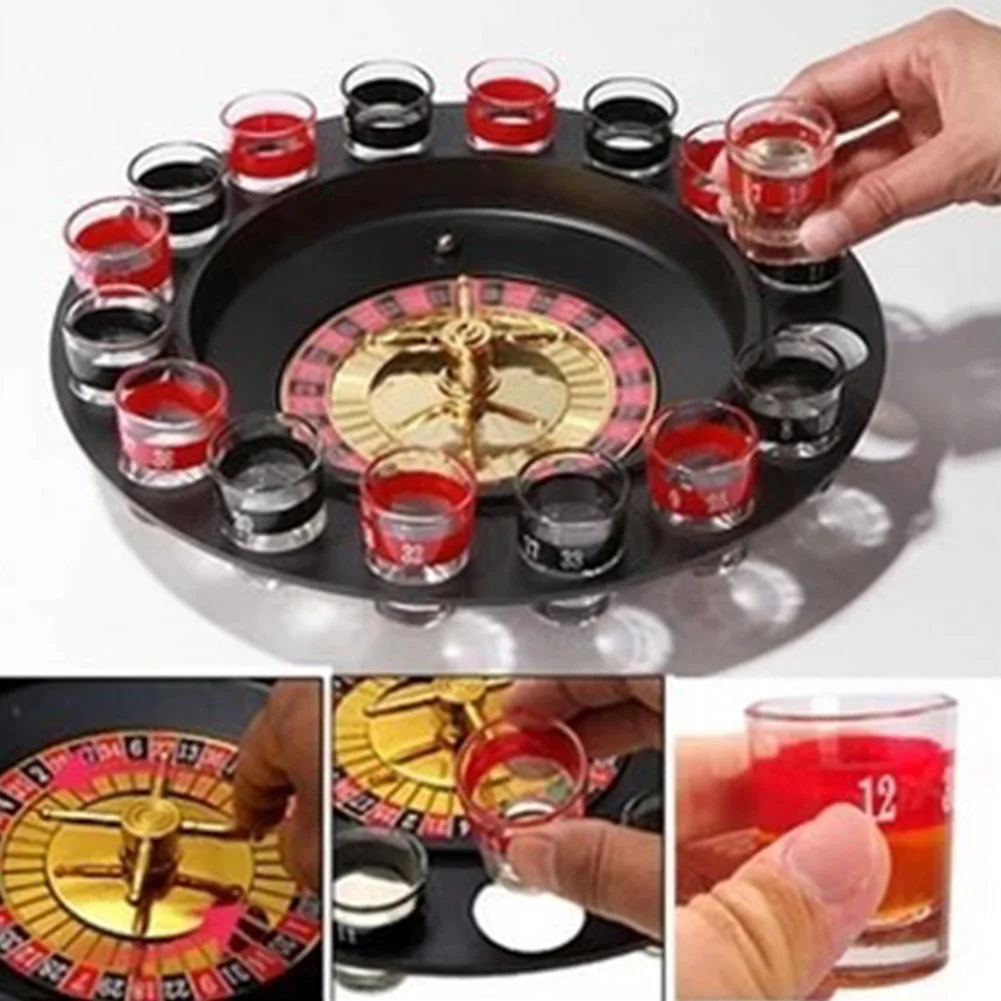 

Party Supplies Poker Chips Gift Fun Table Drinking Roulette Set Birthday Russian Spinning Bar Steel Balls With 16 Shot Glass