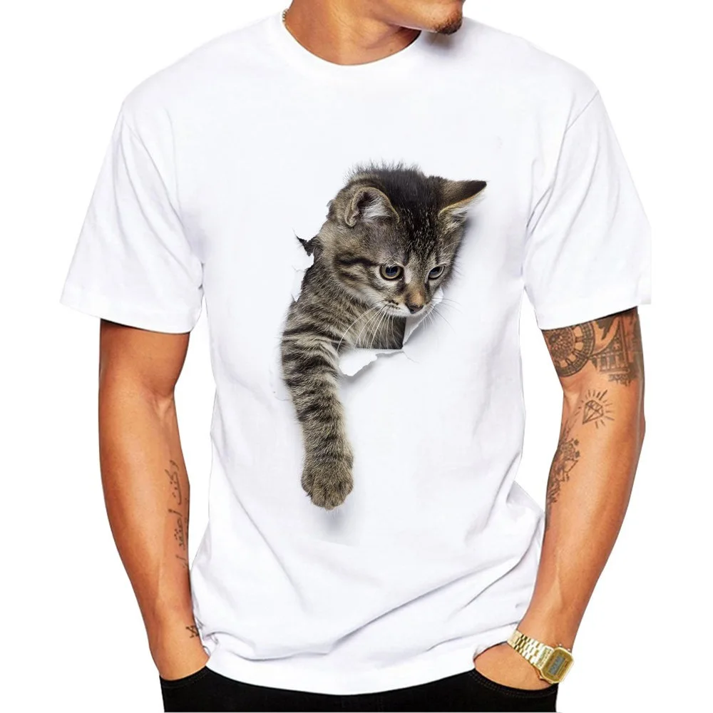 

2021 new summer men's short sleeve unique 3D cat print men's T-shirt 100% cotton T-shirt top gift ideas