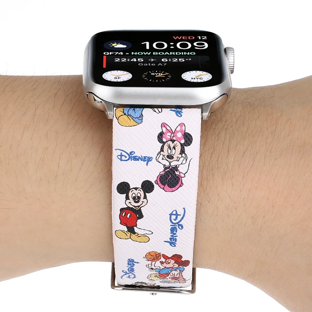 

Disney Cute Mickey Luxury Watch Strap iWatch 4 5 Leather Bracelet for iWatch Belt Tablet Shock Absorber for iWatch Strap 1 2 3