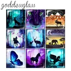 Новые животные Лошадь Единорог Лось Квадратные 10 шт. смешанный 12 мм20 мм25 мм30 мм фото стекло кабошон для демонстрации плоской задней панели комплектующие для изготовления