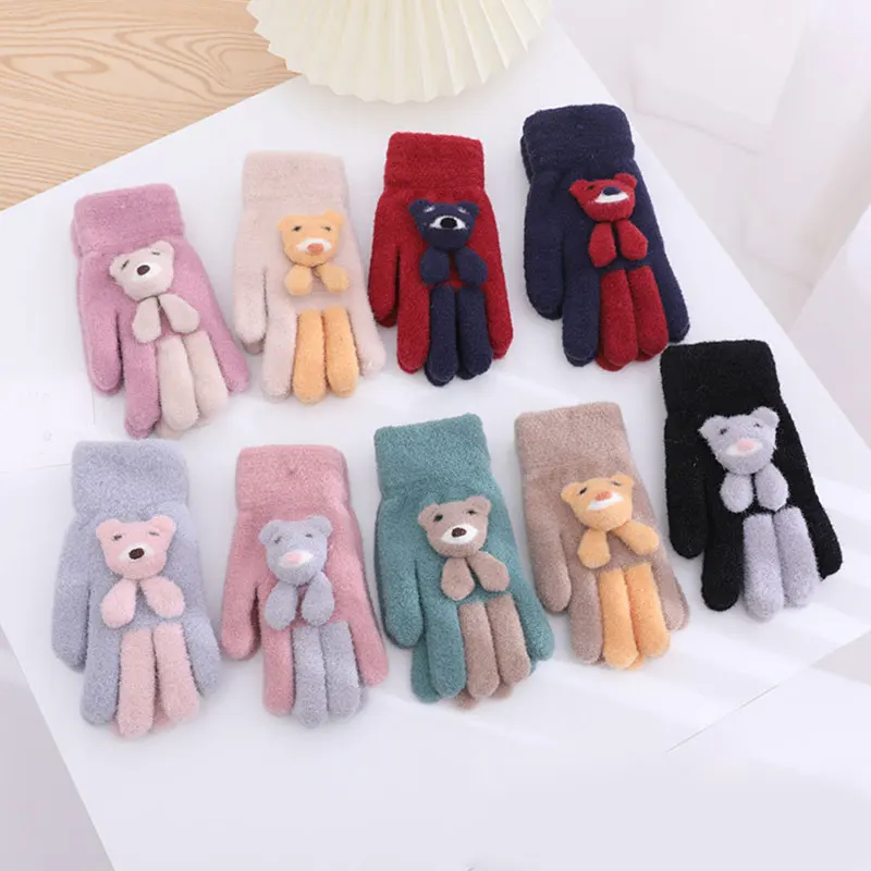 

1 пара, женские митенки с трехмерным медведем