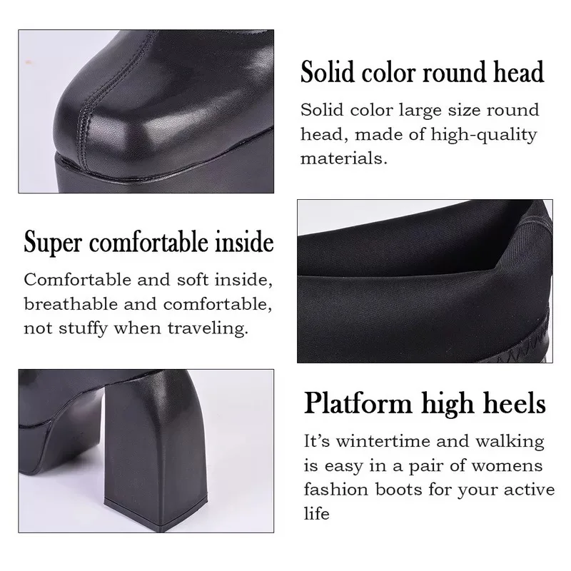 Женские высокие сапоги из ПУ кожи на молнии до колена