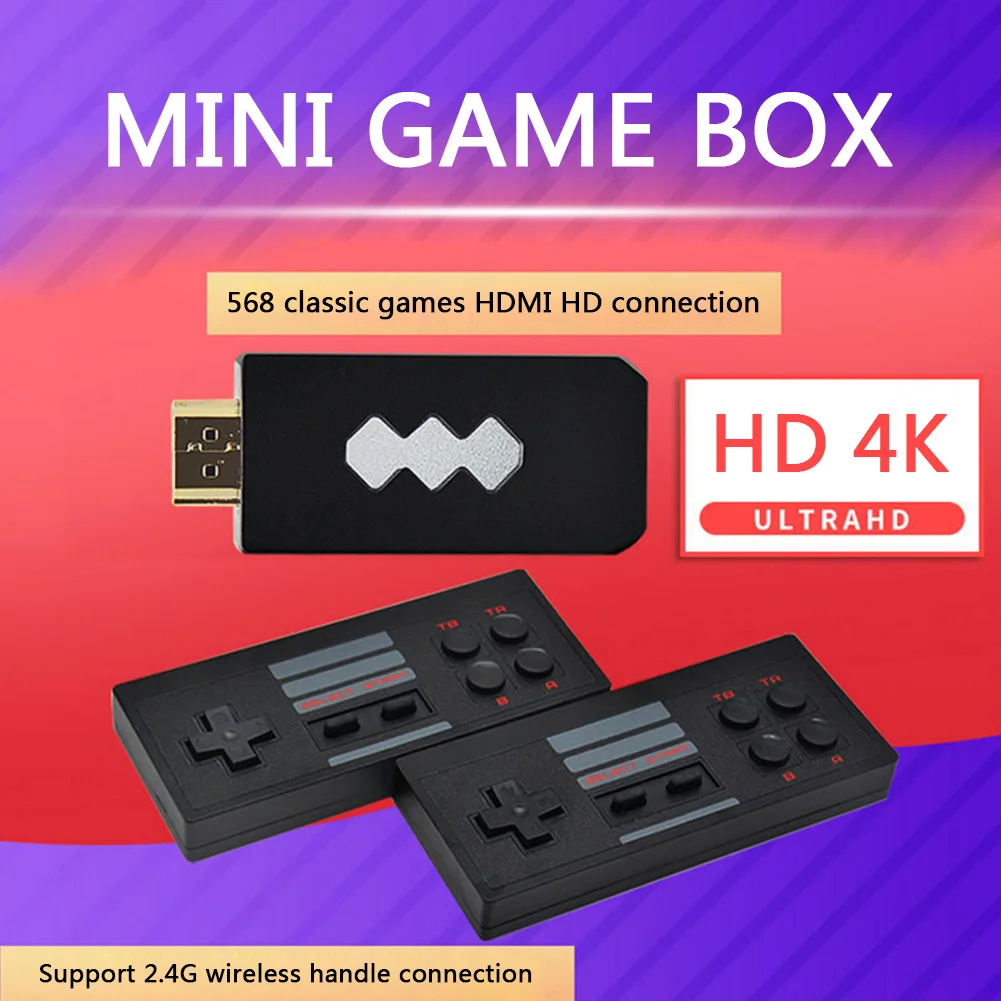 

Classic 4K HDMI Mini Game Console Built in 568 Retro Games Dual Wireless Controller Handheld Video Gaming Player for Boys Gifts