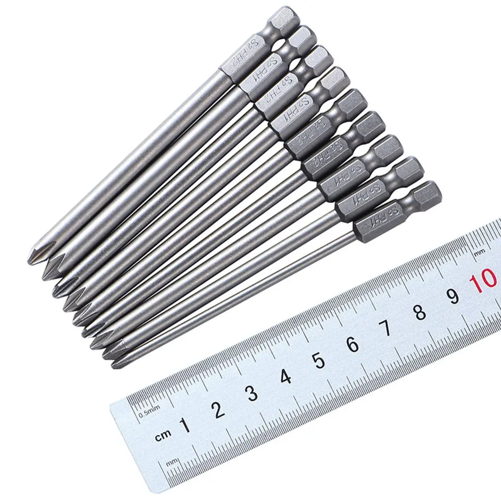 

9pc PH2 Magnetic Screwdriver Bit S2 Steel 100mm Long For Electric Screw Driver