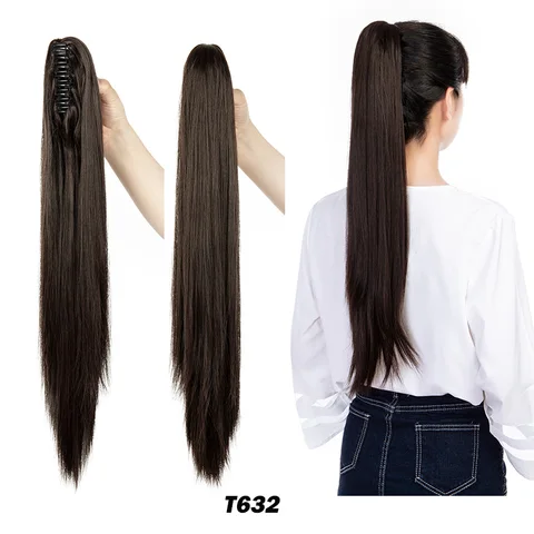 Заколка-краб для длинных волос для конского хвоста, прямые волосы для женщин, зажим для конского хвоста 22 дюйма, длинные волосы для наращивания