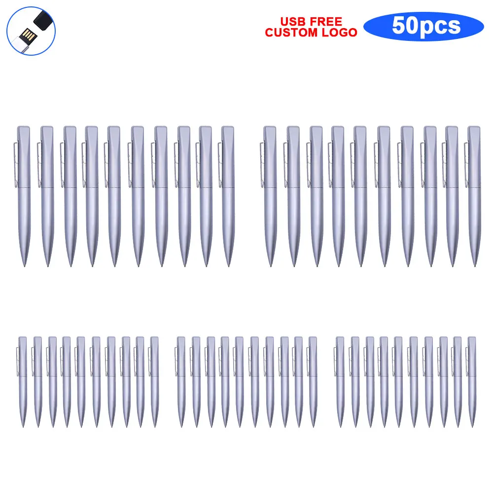 

Шариковая ручка, 50 шт., USB-флеш-накопитель с бесплатным логотипом, 16 ГБ, 32 ГБ, 8 ГБ, USB металлический флеш-накопитель, 64 ГБ, 128 ГБ, флеш-накопитель ...
