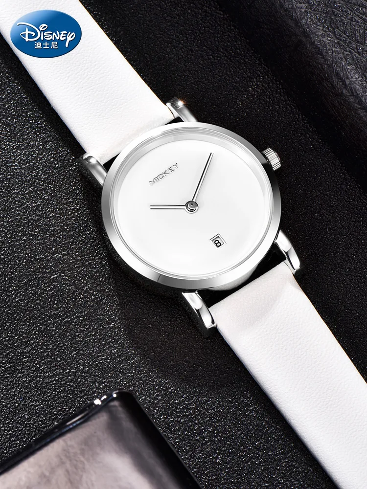 

Disney Original Women Simple Fashion Casual Quartz Girl WristWatches Youth Student Teenage Waterproof Trend White Ladies Clock