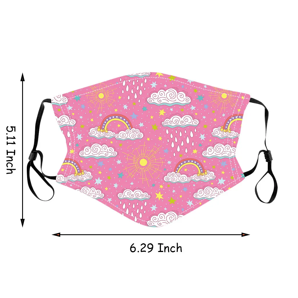 

Children Reusable Mouth Mask Princess Boys Girls Outdoor Dustproof Cotton Animal Rainbow Printed Mask Mouth Cover Washable 5PCS