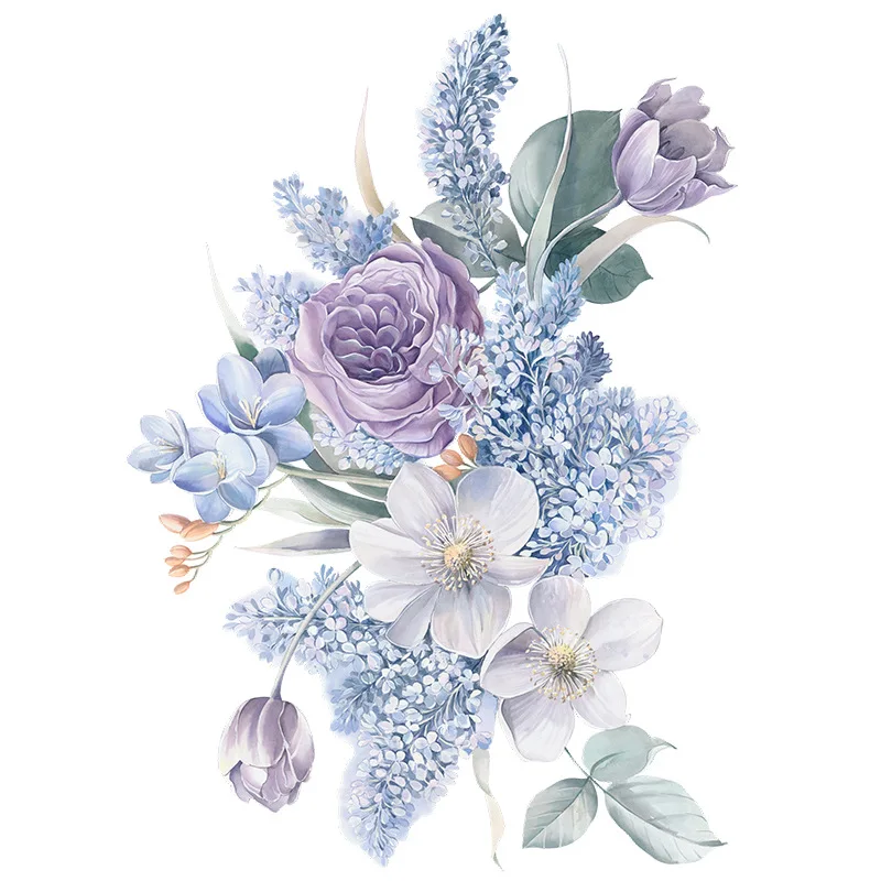 

Romantic Purple Flowers Wall Sticker Home Wall Decoration Living Room Bedroom Decor Water Color Wallpaper Self-adhesive Stickers