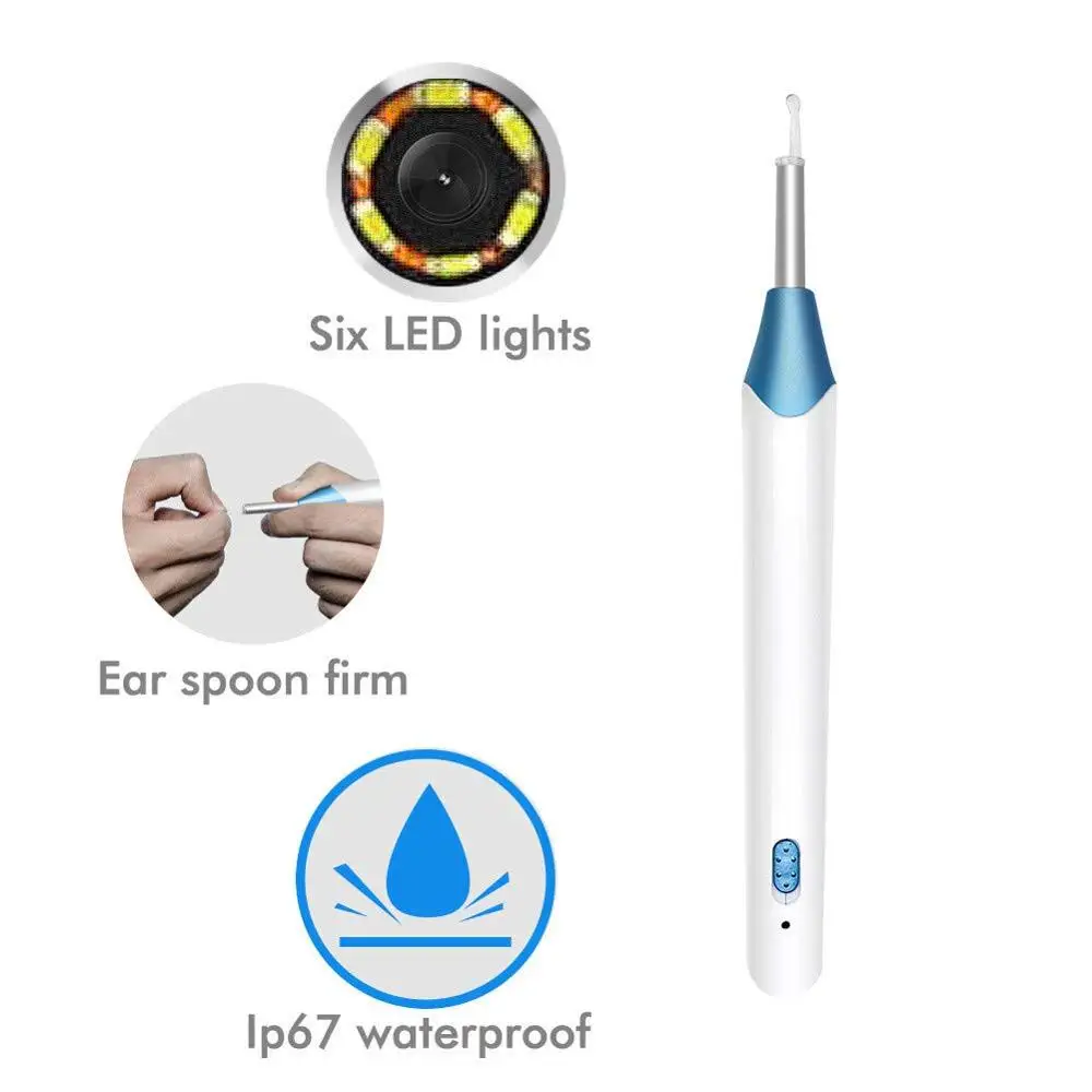 

WiFi Ear Otoscope Wireless Visual Ear Spoon Earpick Oral Cavity Dental Endoscope Camera Earwax Cleaning Tool for iPhone Android