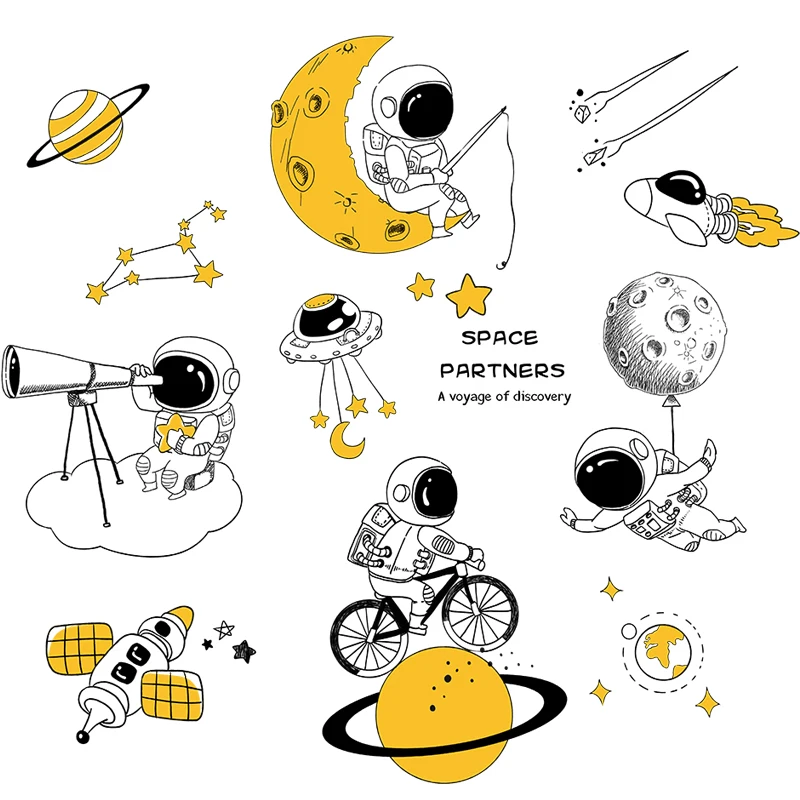 

Starry Sky Astronaut Wall Stickers for Kids Room Boys Bedroom Decor Wardrobe Door Paste Creative Wall Decals Room Decoration