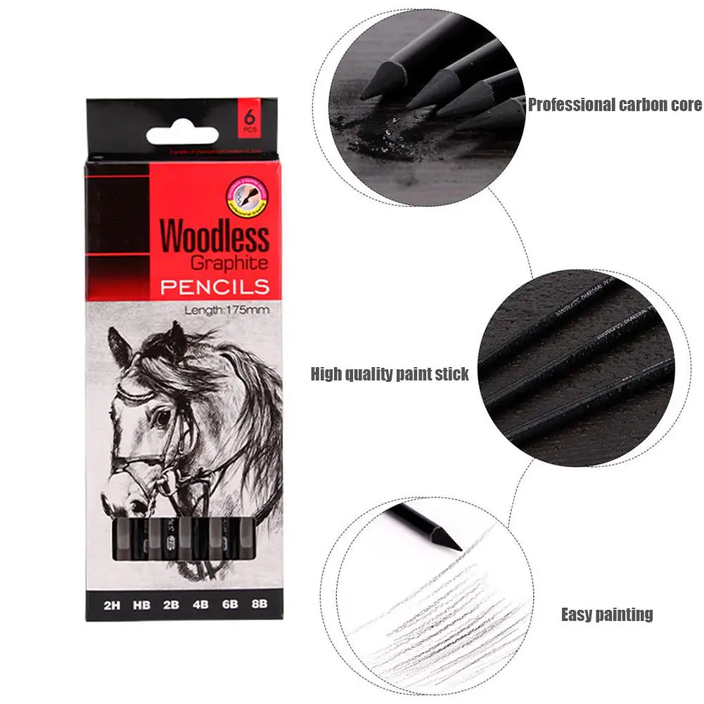 Набор карандашей для рисования 17 5 см 6 упак. Безлесные Графитовые карандаши 2H HB 2B