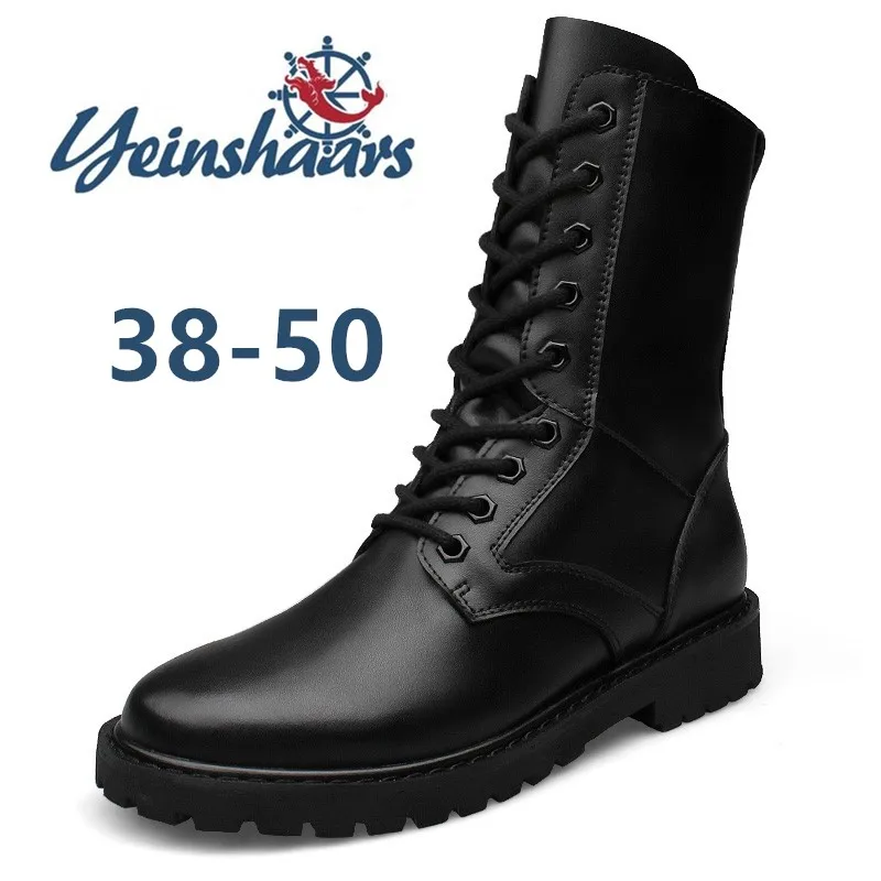 Мужские ботинки из натуральной кожи плюшевые высокие повседневные военные