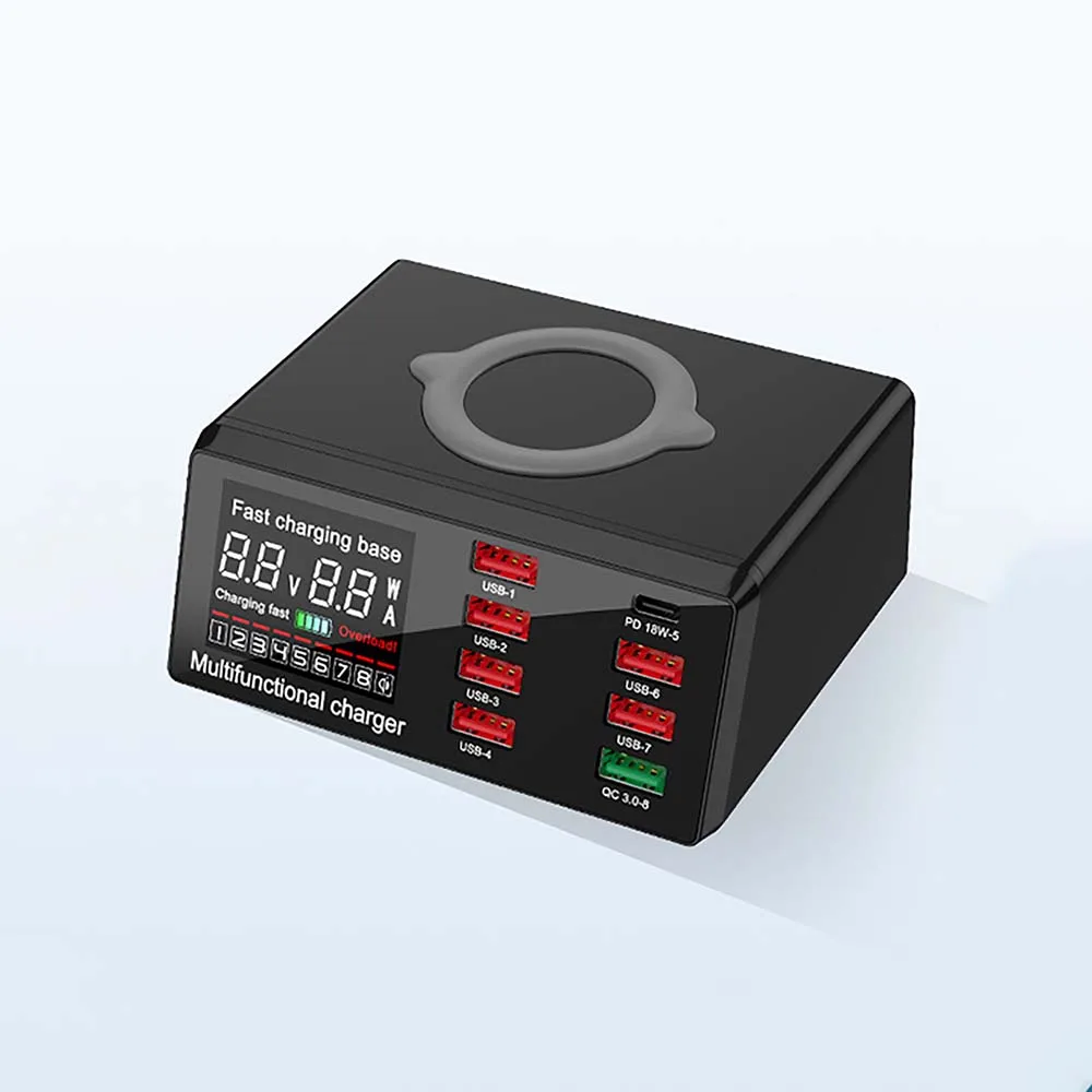 

USB 8-портовый Беспроводной Дисплей многофункциональная Зарядное устройство Smart Digital Дисплей Беспроводной быстрая Зарядная база