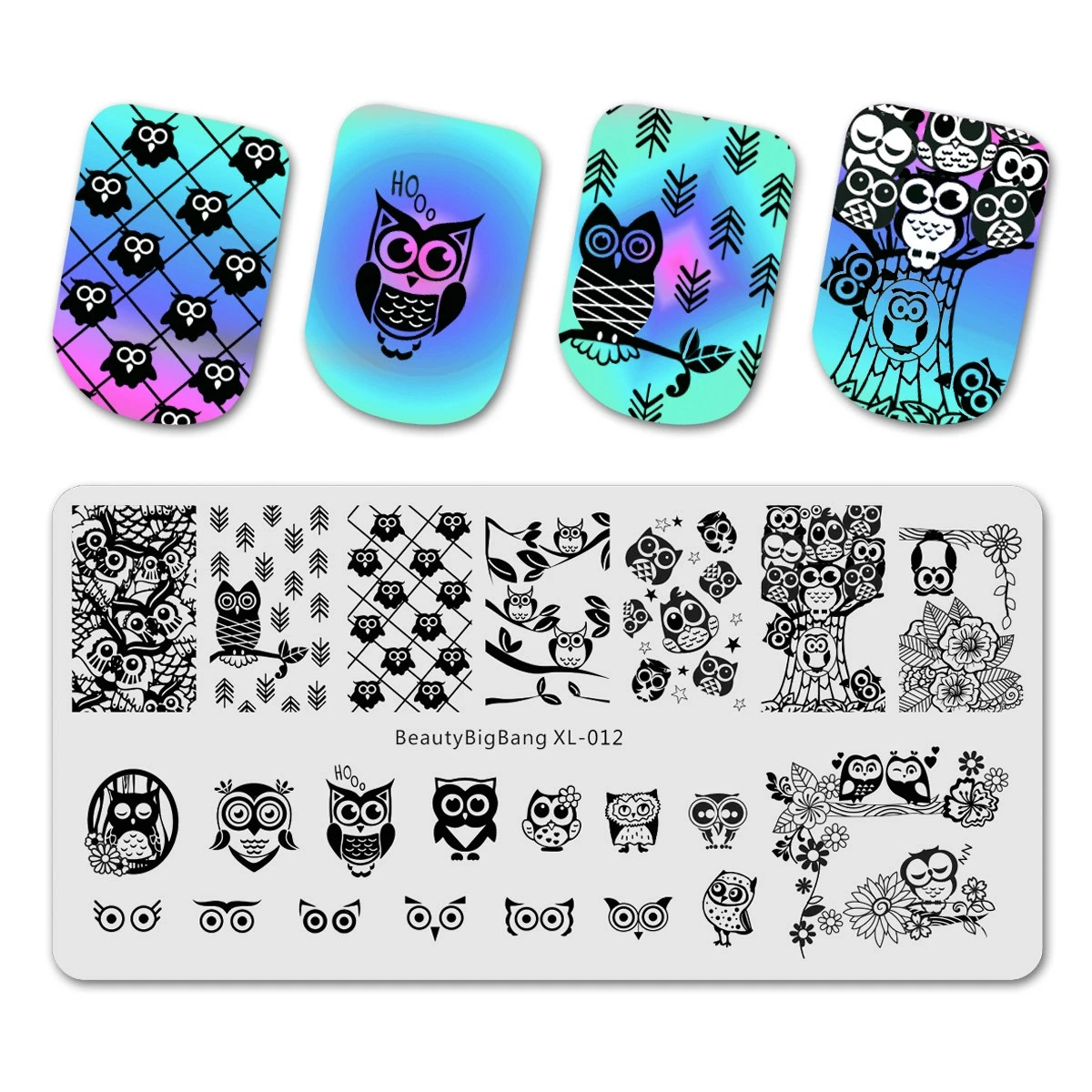 Пластины для штамповки ногтей летняя Форма с рисунком совы Прямоугольная форма