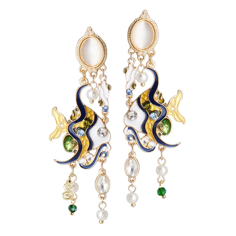 Специальные брендовые эмалевые серьги "Большой капля Длинные Винтажные украшения" подарки для женщин S1806E on.