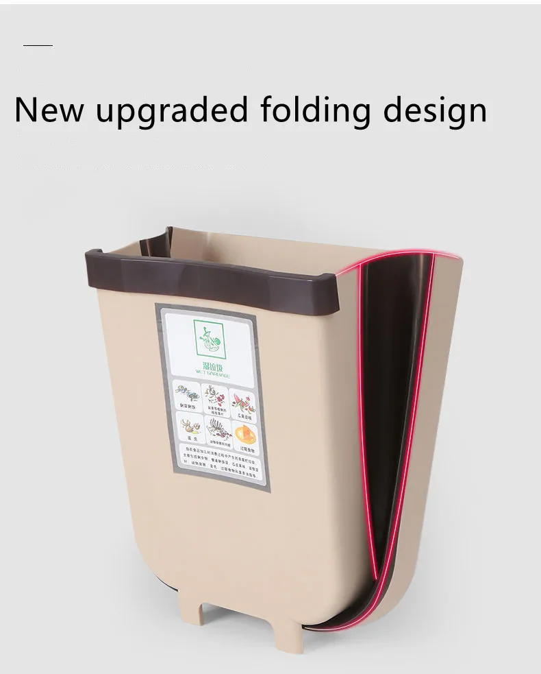 

Kitchen Folding Trash Can Wall-Mounted Garbage Storage