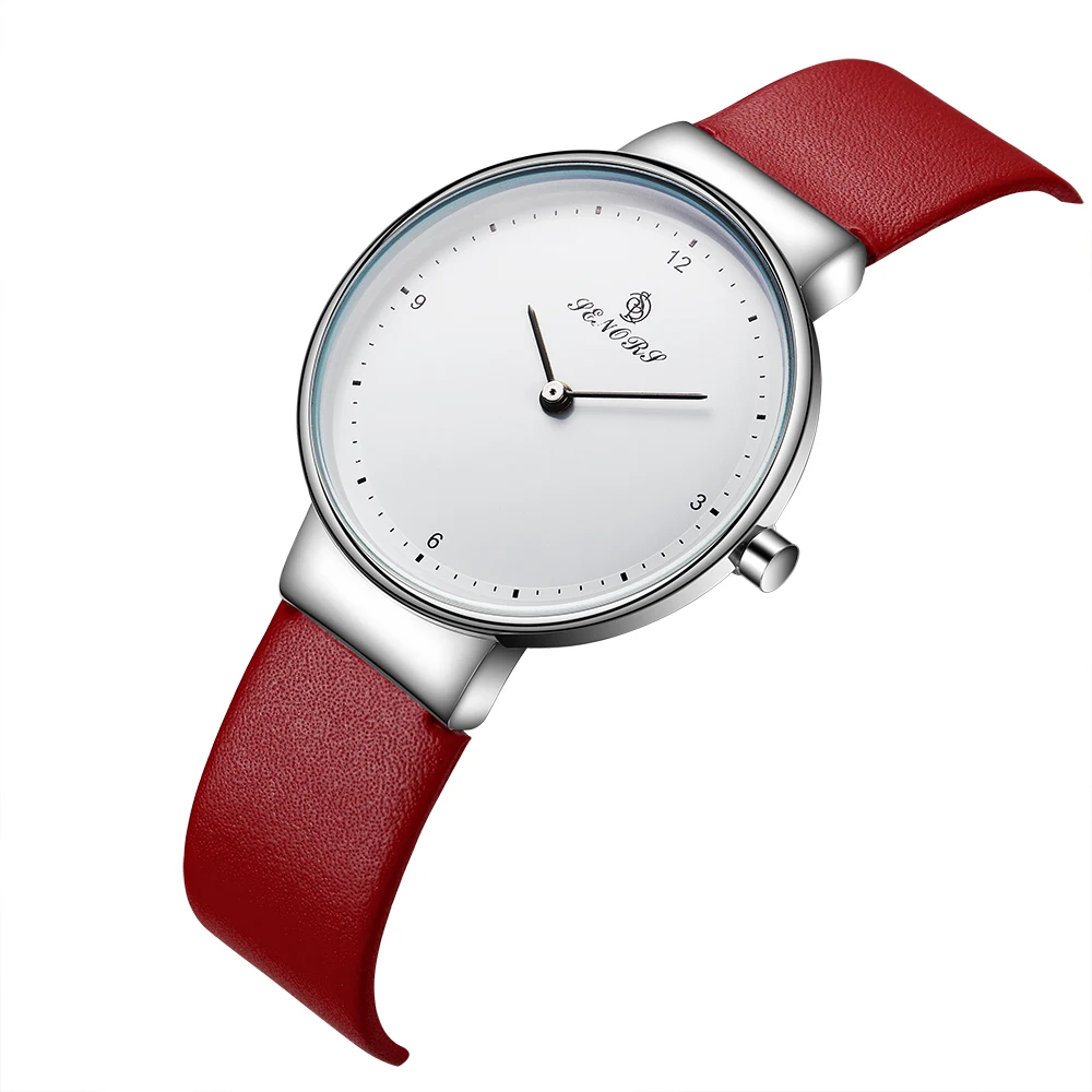 

SENORS Fashion waterproof female watches Luxury Leather Band Analog Quartz WristWatch Ladies Watch Women Reloj Mujer Black Clock