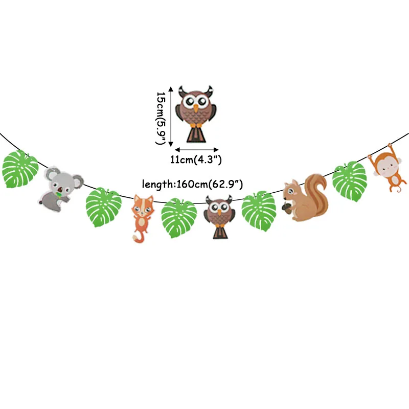 День рождения в джунглях флаг амимальная гирлянда день Бумажная пальмовый лист