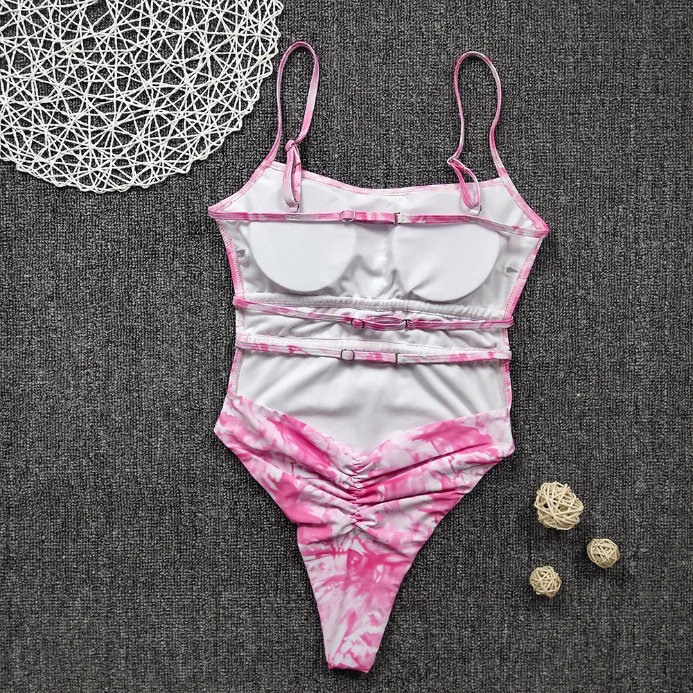 

Women Swimwear 2021 New Bodysuit Swimsuit Push Up Monokini Backless Bathing Suit Beachwear Sexy Tie-dye Print One Piece Swimsuit