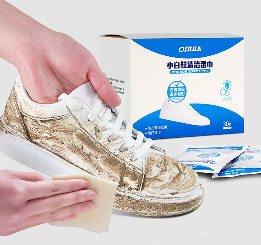 

30 Pcs Portable Disposable Shoe Cleaning Wipes Small White Shoe Artifact Cleaning Tower Useful Fast Scrubbing Quick Clean Tool