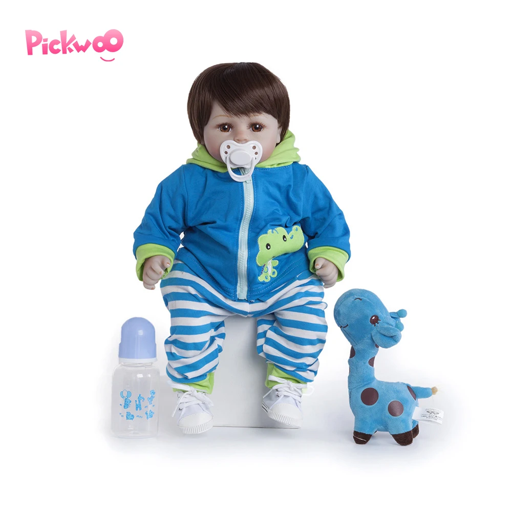 

Pickwoo 48cm 18''Handmade Reborn Dolls Silicone vinyl adorable Lifelike toddler Baby Bonecas boy kid bebes doll reborn menina
