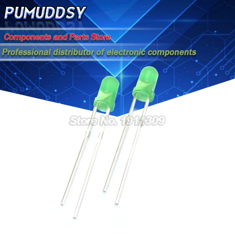 100 шт зеленые светоизлучающие диоды поворотные 3 мм светодиоды | Электронные