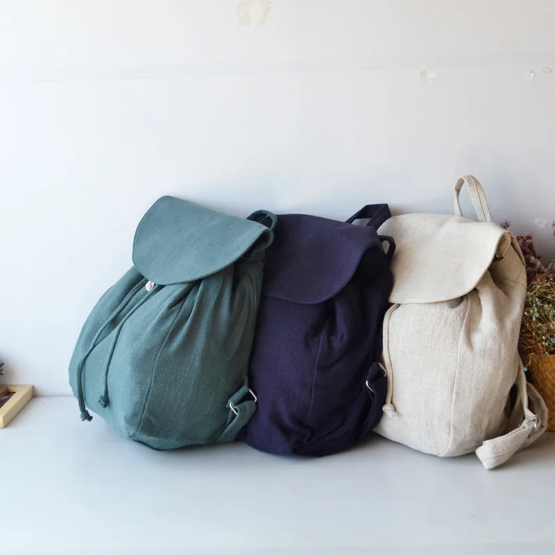 Женский рюкзак LILY QUEEN однотонная школьная сумка из хлопка и льна складной