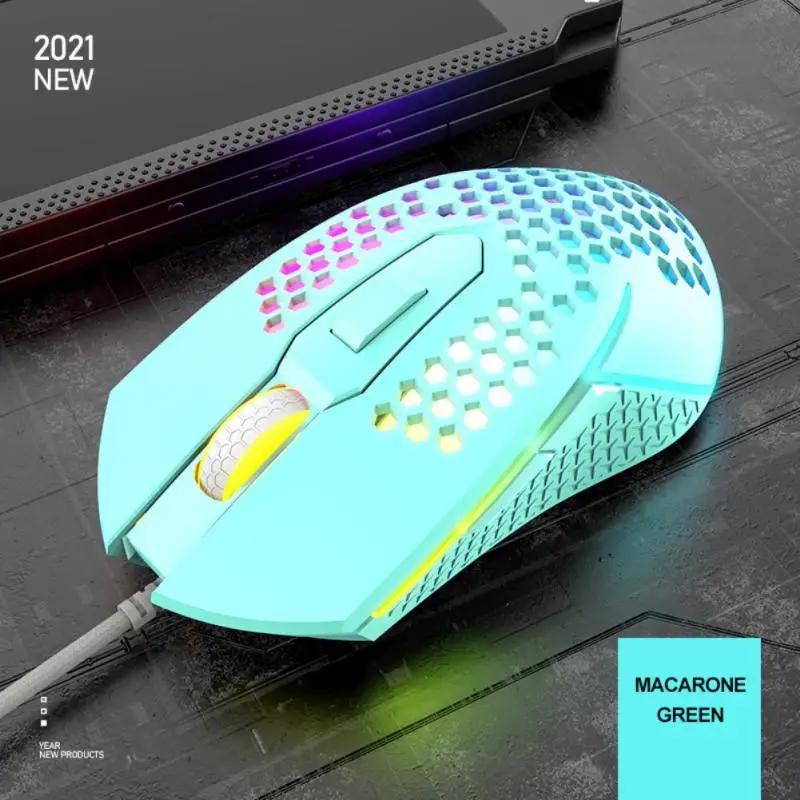 

USB Wired Mouse Lightweight Gaming Mouse With 6 Buttons RGB Backlit Luminous Honeycomb Shell Mouse For PC Laptop Desktop
