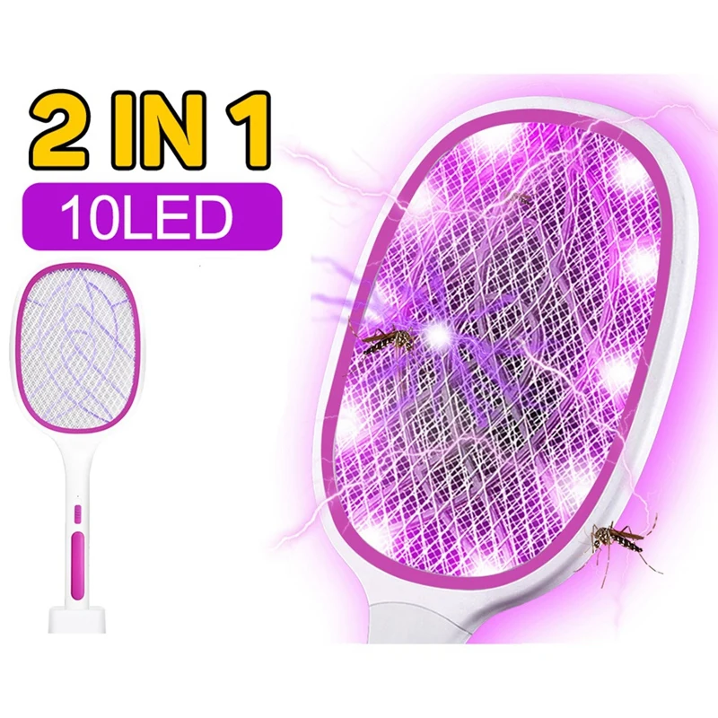 

2 In 1 Electric Mosquito Swatter UV Light Electric Mosquito Killer Lamp Summer Fly Insect Killer Trap Bug Racket