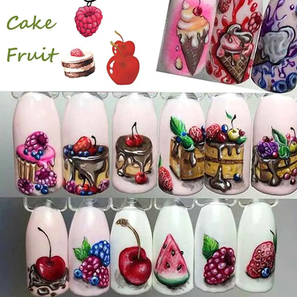18 шт Торт Мороженое наклейки для ногтей Смешанный красочный дизайн женщин Макияж