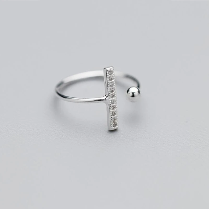 

100% 925 Sterling Silver Fashion Stick CZ And Ball Cocktail Ring Sizable 5 6 7 Girls Women Teens Gift Jewelry