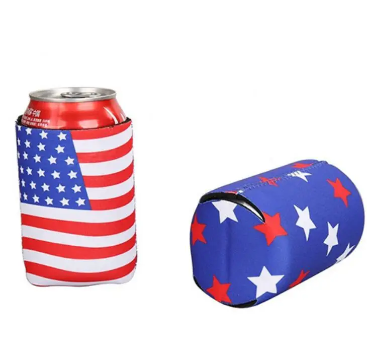 

American Flag Beer Bottle Cooler Sleeves Neoprene Protection Insulation Sleeve Holder Soft Drinks Covers LX1732