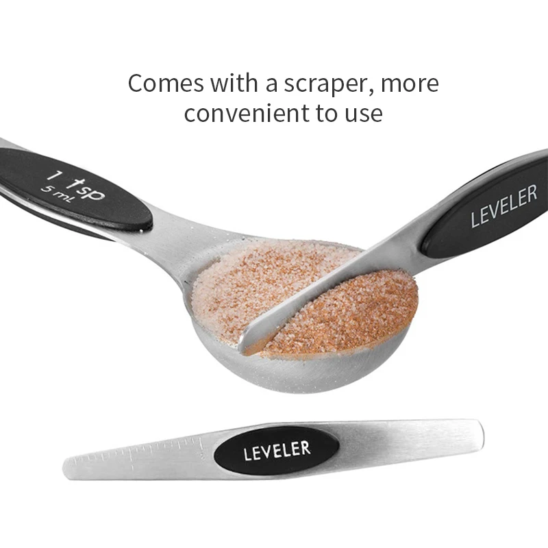 

8pcs/set Magnetic Measurement Teaspoons Double-Head Stainless Steel Kitchen Measuring Spoon Kit Kitchen Accessories Tea Spoons