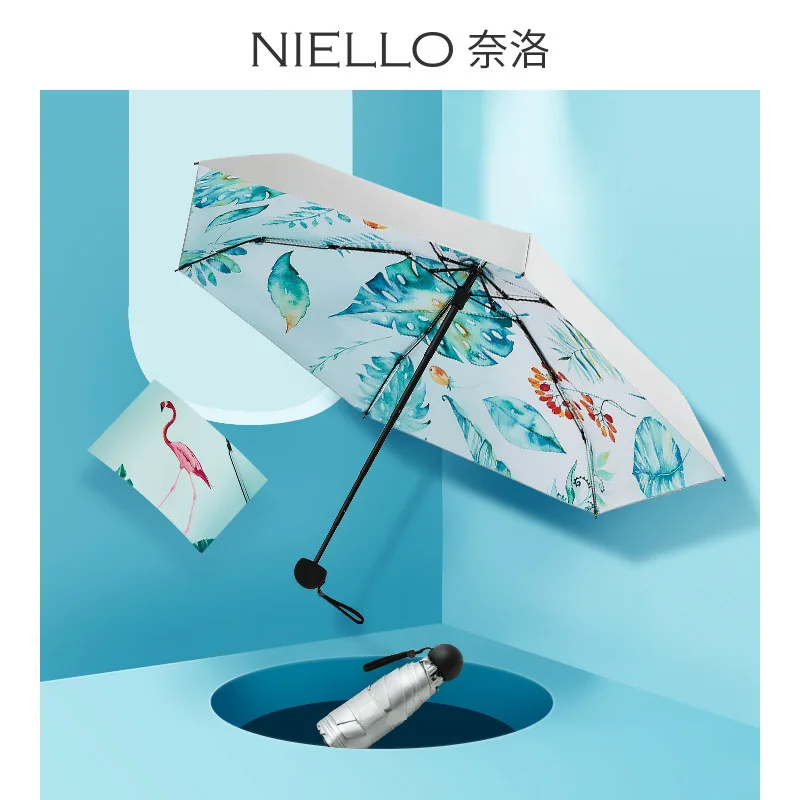 

Солнцезащитный Зонт NIELLO из титана и серебра UPF50 +, Складывающийся в 5 раз