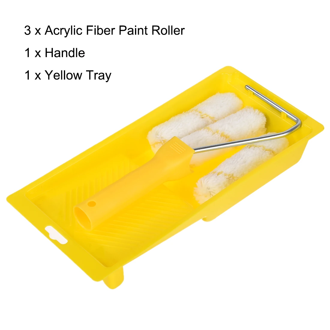 uxcell 3pcs Acrylic Fiber Paint Roller Brush 4&quot for Wall Painting w 1xHandle and Tray to paint trim door edging plaster ect |